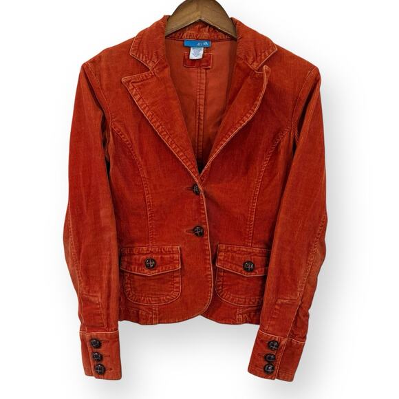 Vintage Delia*s Women's Corduroy 90s Y2K Blazer Jacket XS Rust Orange - Picture 1 of 11